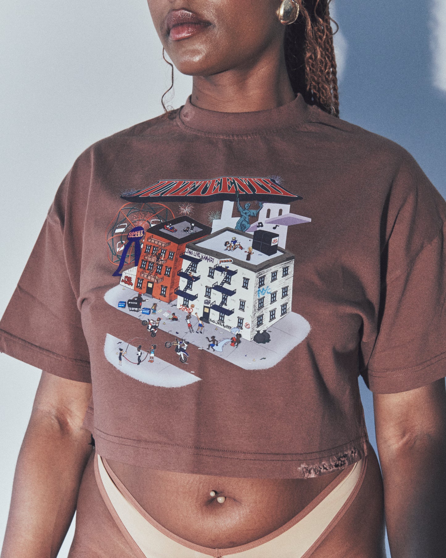 Juneteenth NY Celebration Crop T-Shirt "Vintage Brown"